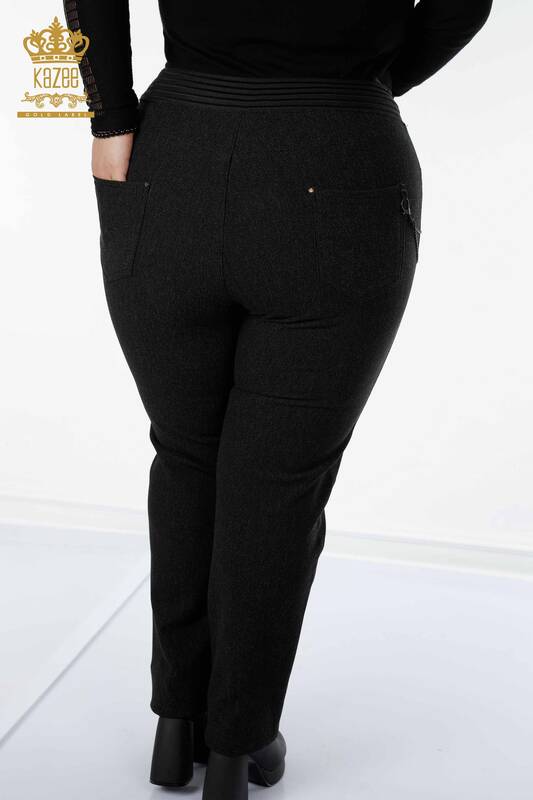 Grossiste Pantalon Femme Chaîne Détaillée Noir - 3666 | KAZEE