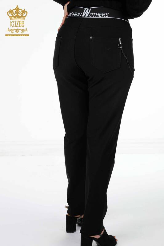 Vente en gros de pantalons pour femmes avec ceinture en corde à détail de chaîne - 3624 | KAZEE