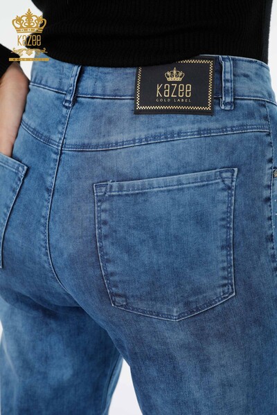 Vente en gros de pantalons pour femmes Crystal Stone Poche brodée détaillée - 3483 | KAZEE - Thumbnail