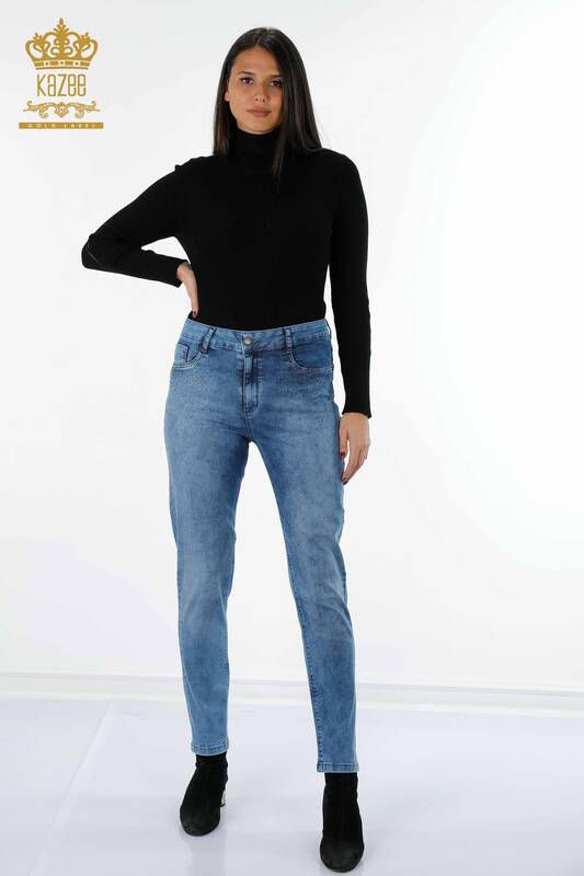 Vente en gros de pantalons pour femmes Crystal Stone Poche brodée détaillée - 3483 | KAZEE