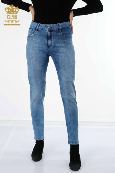 Vente en gros de pantalons pour femmes Crystal Stone Poche brodée détaillée - 3483 | KAZEE - 10