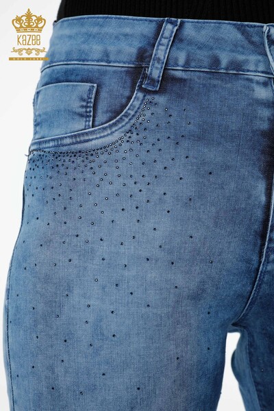 Vente en gros de pantalons pour femmes Crystal Stone Poche brodée détaillée - 3483 | KAZEE - Thumbnail