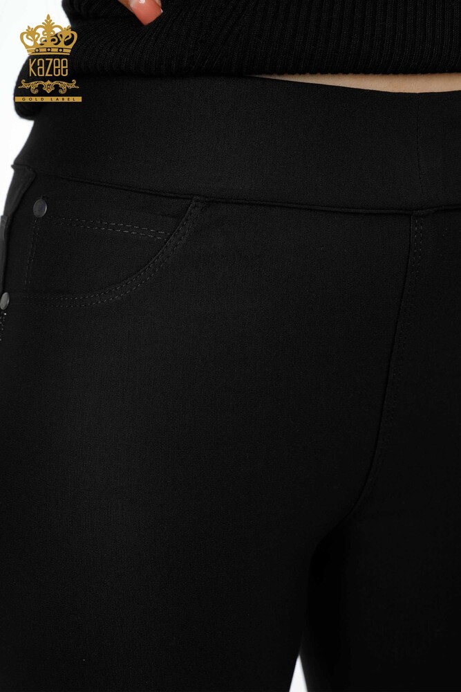 Grossiste Pantalon Femme Floral Et Tulle Détaillé Rayure Pierre Brodée - 3576 | KAZEE - 8