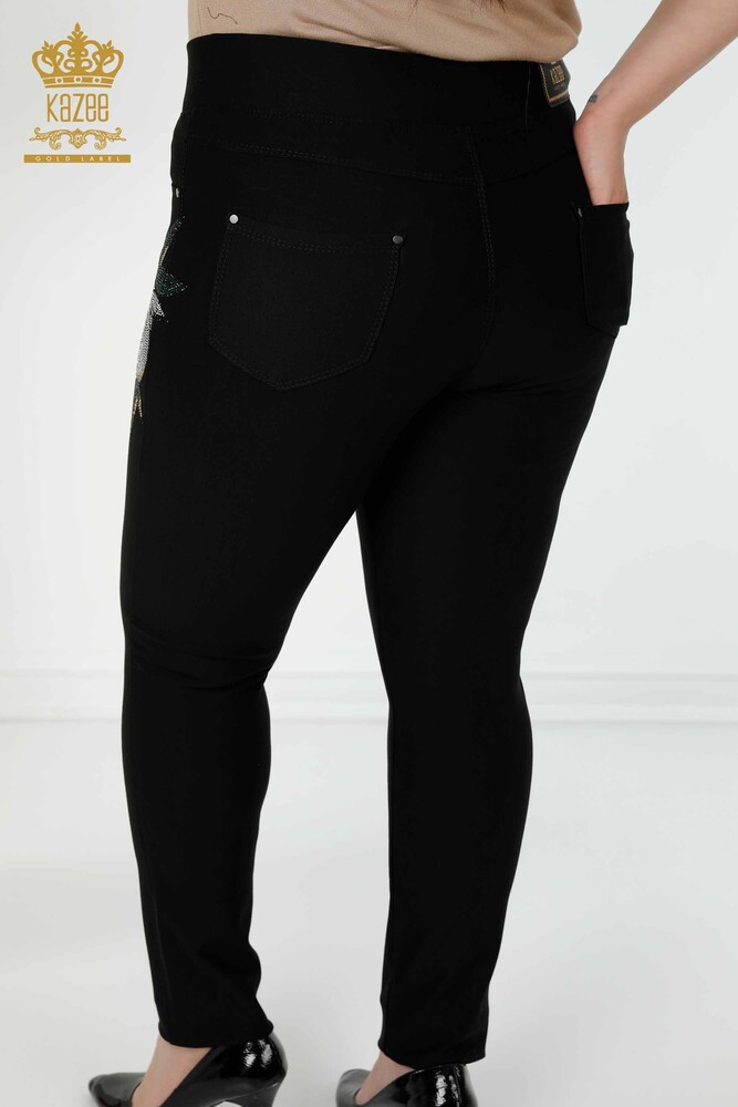Grossiste Pantalon Femme Noir Avec Motif Floral - 3400 | KAZEE - 11