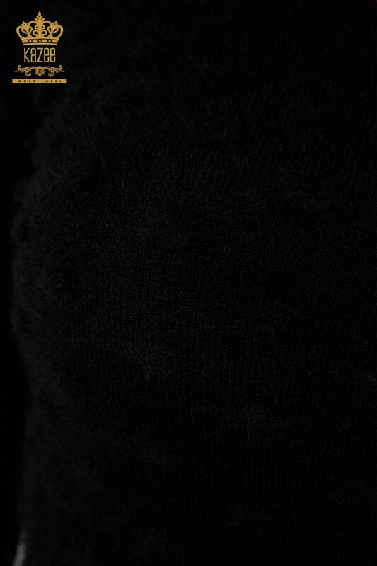 Grossiste Pull Femme Tricot Angora Noir - 18474 | KAZEE