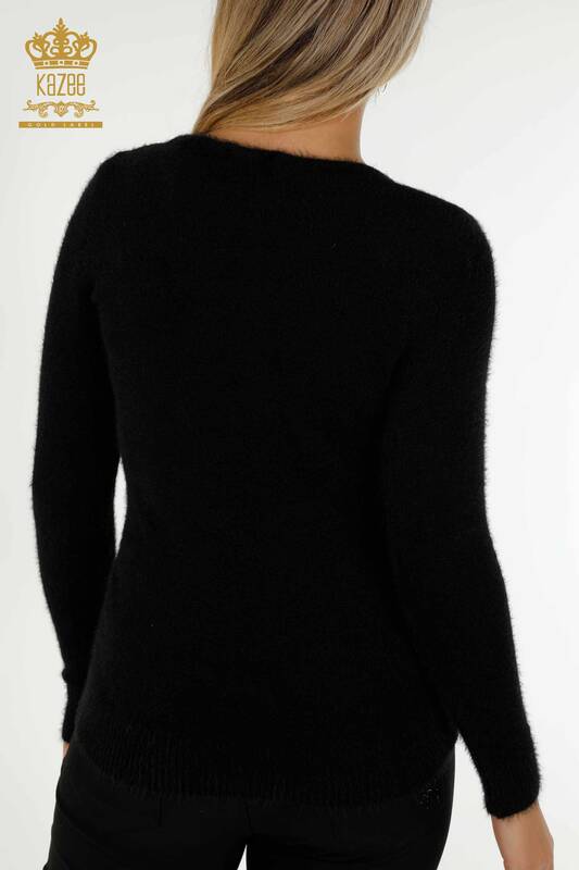Grossiste Pull Femme Tricot Angora Noir - 18474 | KAZEE