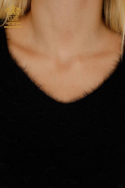 Grossiste Pull Femme Tricot Angora Noir - 18474 | KAZEE - 3