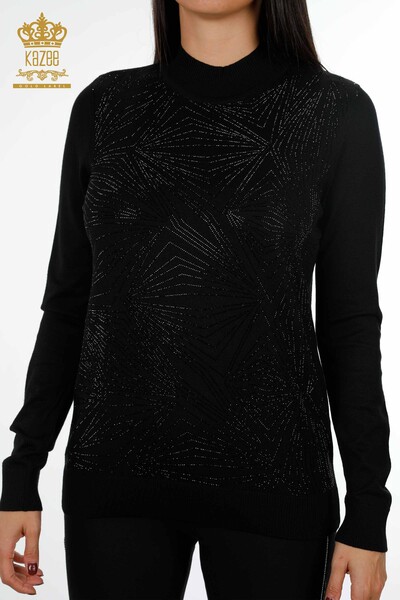 Vente en gros de pull en tricot pour femme ligne détaillée col montant à manches longues - 16980 | KAZEE - Thumbnail