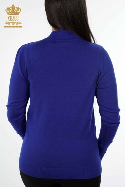 Vente en gros de pull en tricot pour femme ligne détaillée col montant à manches longues - 16980 | KAZEE - Thumbnail