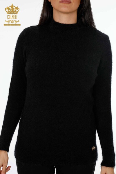 Grossiste Pull en Tricot Femme Angora Logo Stand Up Collar Basic - 18915 | KAZEE - Thumbnail