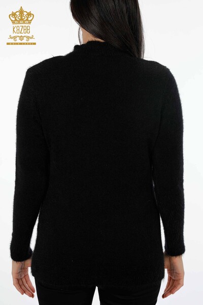 Grossiste Pull en Tricot Femme Angora Logo Stand Up Collar Basic - 18915 | KAZEE - Thumbnail