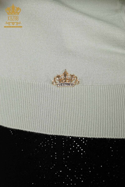 Vente en gros Logo V Neck Open Mint Pull en tricot pour femme - 15685 | KAZEE - Thumbnail