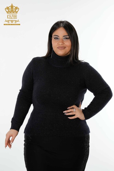 Grossiste Pull en Maille Femme Glitter Transition Navy - 19077 | KAZEE 