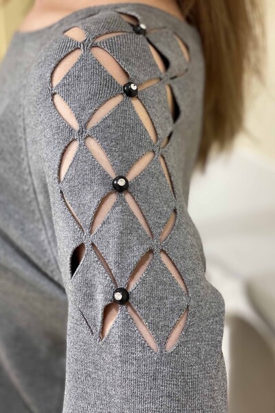 Vente en gros de pull en tricot à motif de diamants pour femmes - 15184 | KAZEE - Thumbnail
