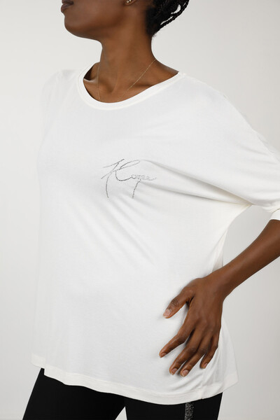 Vente en gros de Tulle Détaillé Kazee Logo Blouse Pour Femme - 77906 | KAZEE - Thumbnail
