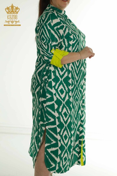 Venta al por mayor Vestido de Mujer con Detalle de Abertura Verde - 2402-211432 | S&M - Thumbnail