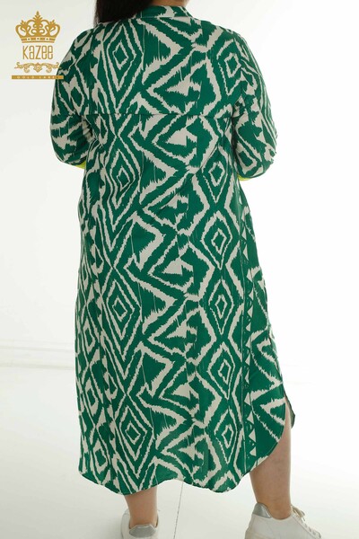 Venta al por mayor Vestido de Mujer con Detalle de Abertura Verde - 2402-211432 | S&M - Thumbnail