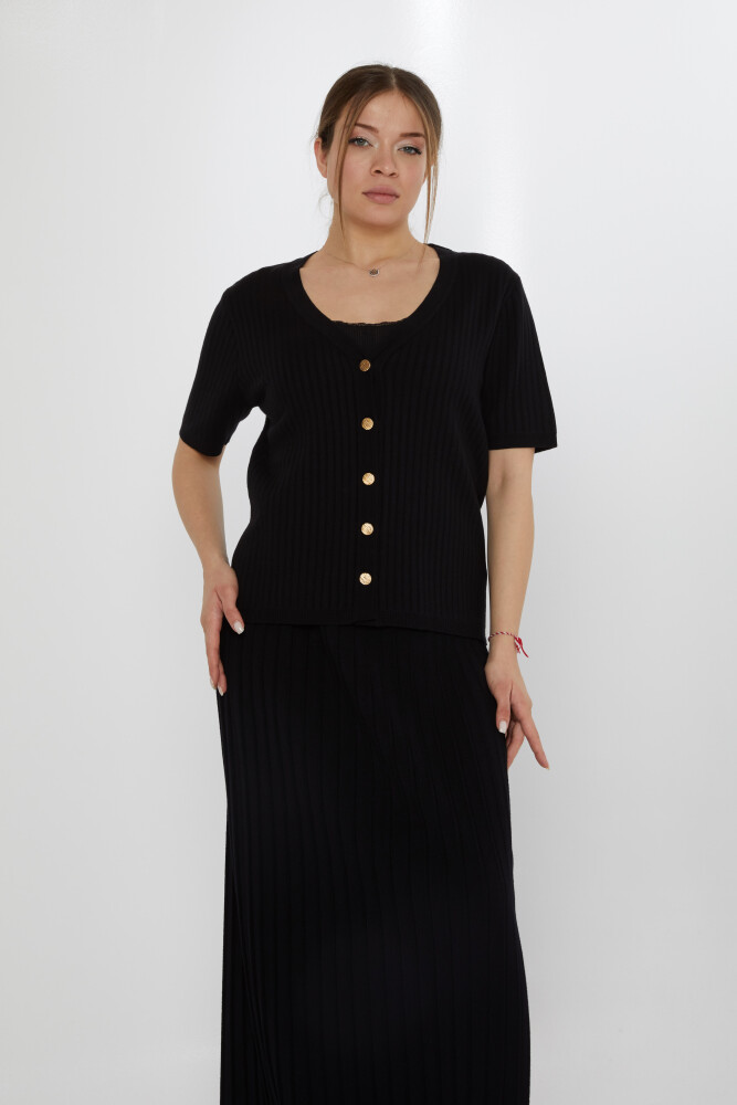 Вязаный кардиган с коротким рукавом, черный - 30701 | KAZEE (Набор из 3 шт. M-L-XL) - 1