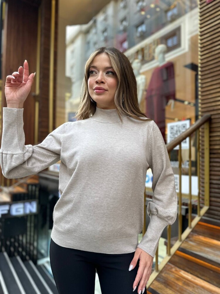 Вязаный свитер базового бежевого цвета - 32132 | KAZEE (комплект из 3 шт., размеры S-M-L) - 3