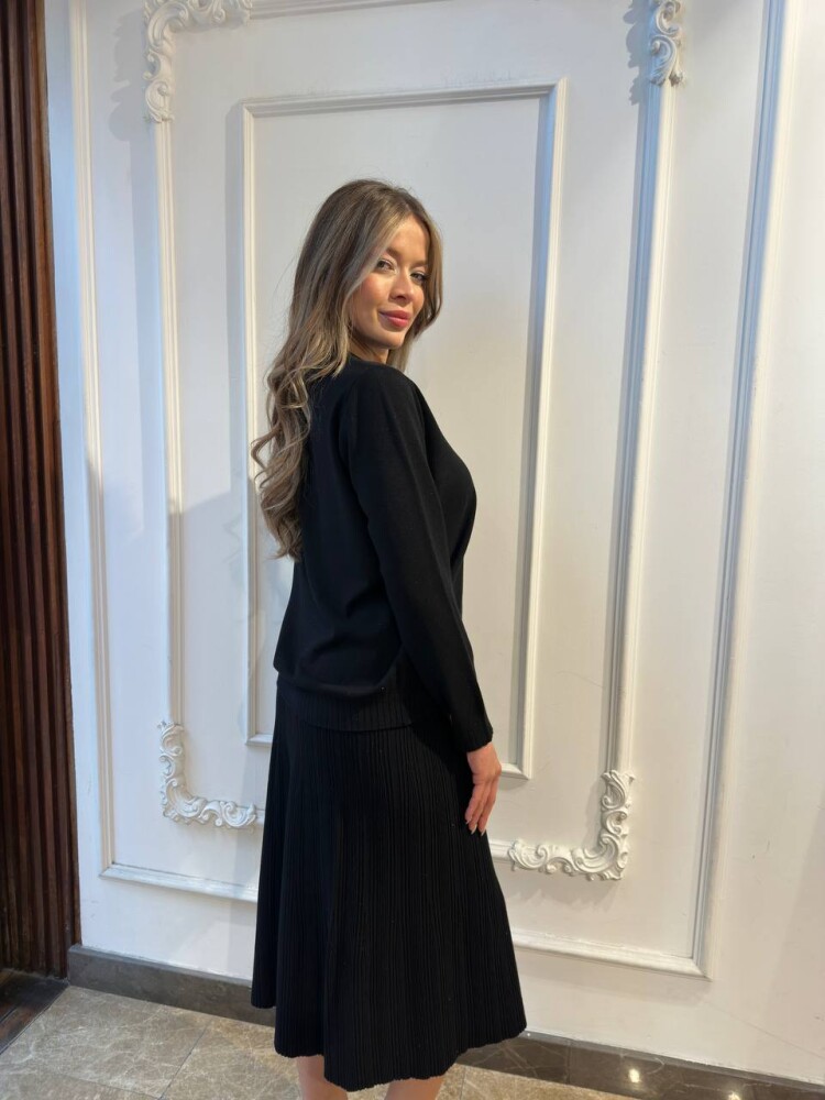 Вязаный свитер с блестящей отделкой - Черный - 32203 | KAZEE (комплект из 3 предметов, размеры L-XL-2XL) - 5