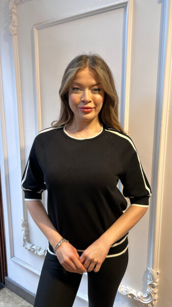 Вязаный свитер в полоску, черный - 32437 | KAZEE (комплект из 3 предметов, размеры L-XL-2XL) - 2