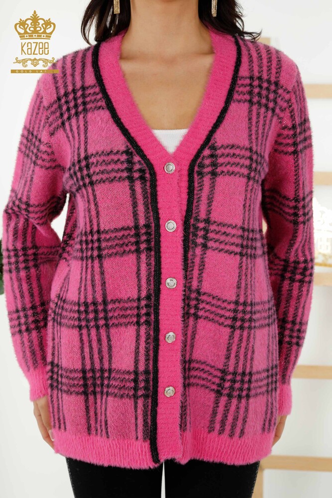 Wholesale Women's Cardigan Two Colors Angora - Fuchsia - 30177 | KAZEE - 2