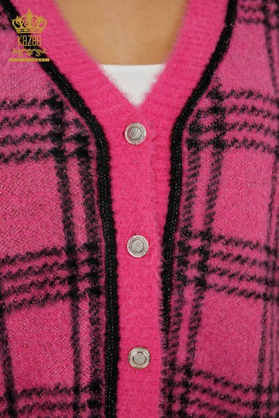 Wholesale Women's Cardigan Two Colors Angora - Fuchsia - 30177 | KAZEE - Thumbnail