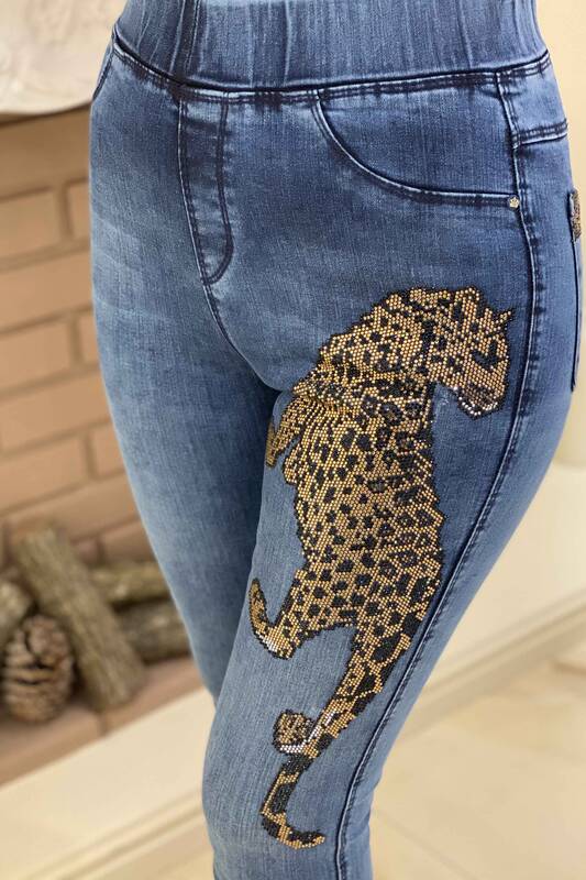 Pantaloni da donna all'ingrosso tasca fantasia leopardo - 3239 | KAZEE