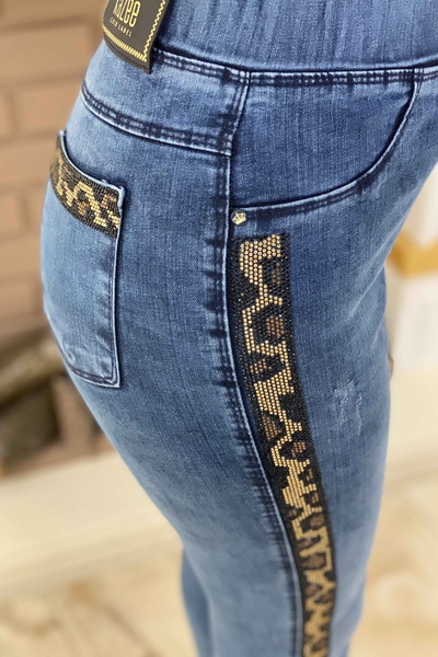 Pantaloni da donna all'ingrosso tasca fantasia leopardo - 3239 | KAZEE - Thumbnail