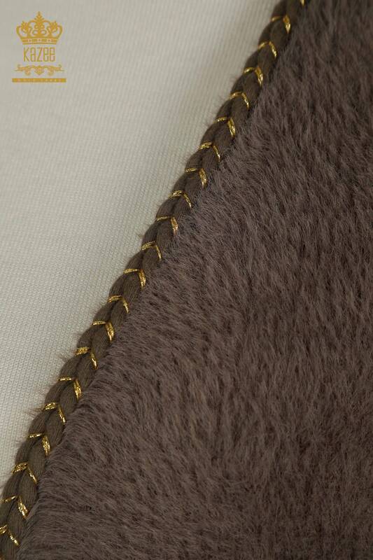 Wholesale Women's Angora Cardigan with Pocket Detail, Khaki - 30799 | KAZEE