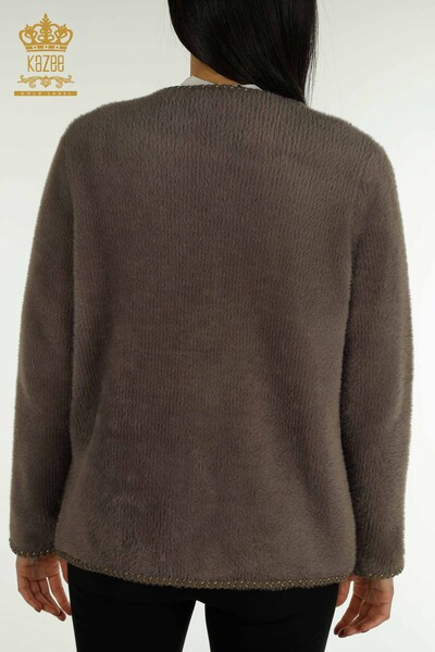 Wholesale Women's Angora Cardigan with Pocket Detail, Khaki - 30799 | KAZEE - 7