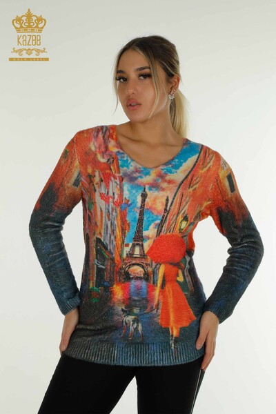 Wholesale Women's Angora Knitwear Digital Printed - 40018 | KAZEE - Thumbnail