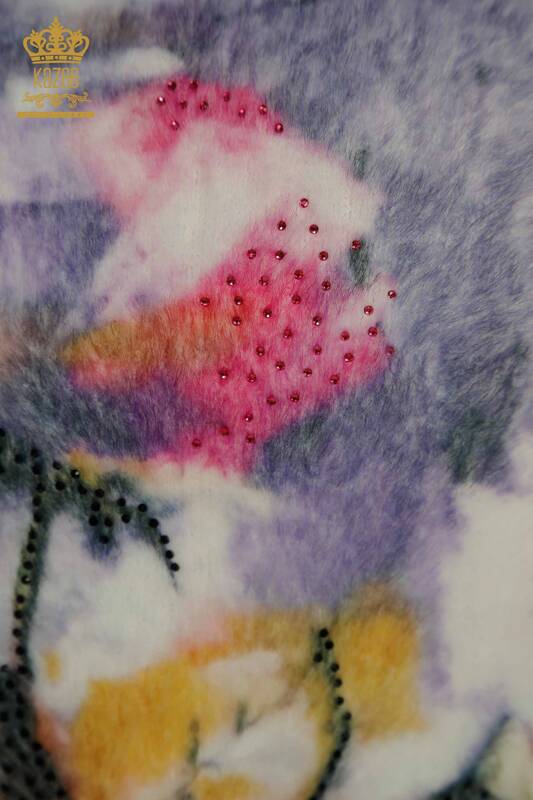 Wholesale Women's Angora Knitwear Rose Printed Digital - 40014 | KAZEE