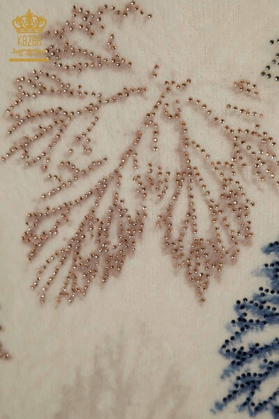 Wholesale Women's Angora Knitwear Sweater Leaf Printed Digital - 40015 | KAZEE - Thumbnail