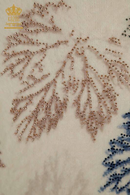 Wholesale Women's Angora Knitwear Sweater Leaf Printed Digital - 40015 | KAZEE