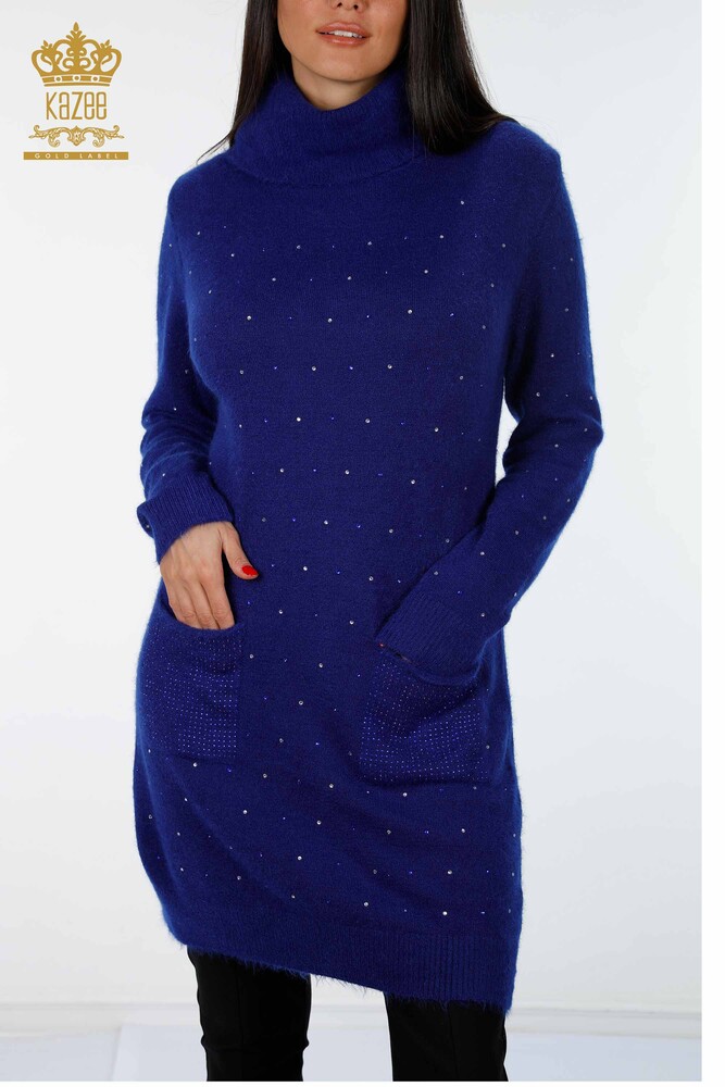 Wholesale Women's Angora Tunic Stone Embroidered Two Pocket Detailed - 18876 | KAZEE - 13