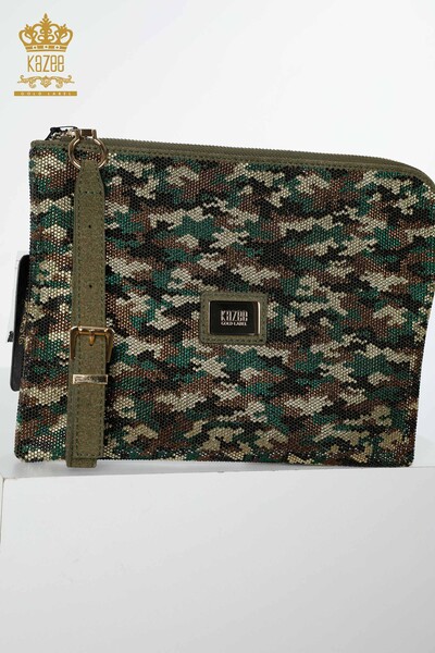 Kazee - Wholesale Women's Bag Camouflage Stone Embroidered Khaki - 528 | KAZEE