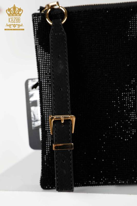 Wholesale Women's Bag Crystal Stone Embroidered Black - 526 | KAZEE