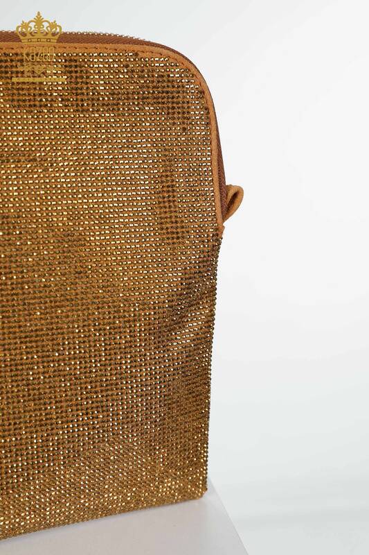 Wholesale Women's Bag Crystal Stone Embroidered Tan - 526 | KAZEE