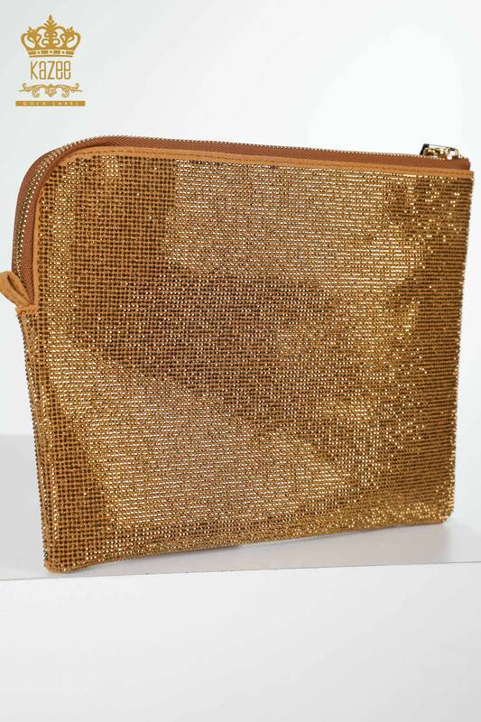 Wholesale Women's Bag Crystal Stone Embroidered Tan - 526 | KAZEE