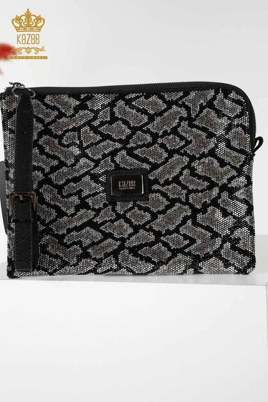 Wholesale Women's Bag Stone Embroidered Patterned Black - 531 | KAZEE