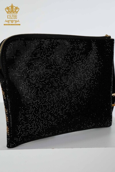 Wholesale Women's Bag Zebra Stone Embroidered Black - 529 | KAZEE - Thumbnail