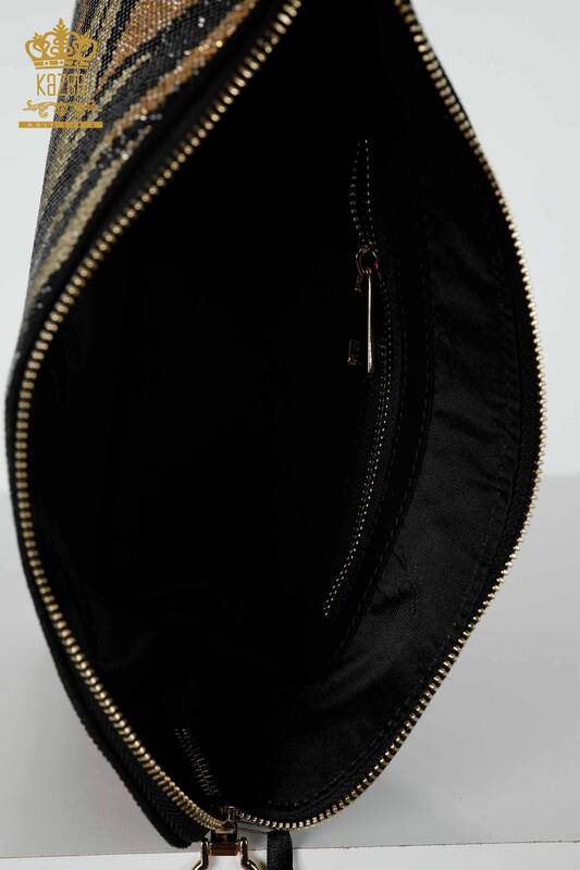 Wholesale Women's Bag Zebra Stone Embroidered Black - 529 | KAZEE