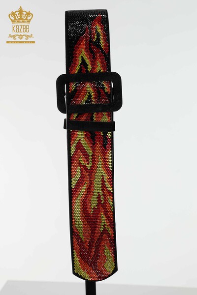 Kazee - Wholesale Women's Belt Colored Stone Embroidered Red - 523 | KAZEE (1)
