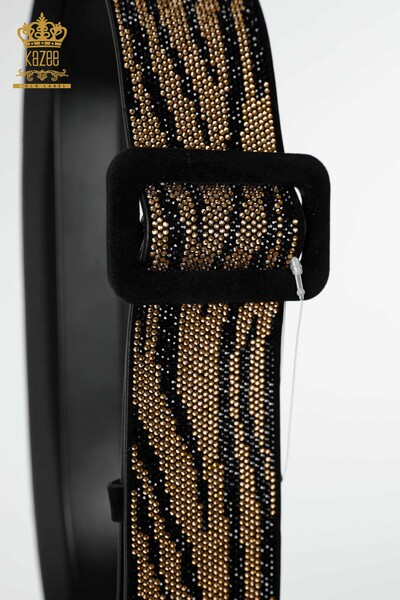 Kazee - Wholesale Women's Belt Crystal Stone Embroidered Black - 538 | KAZEE (1)