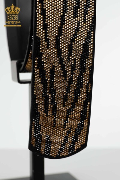 Wholesale Women's Belt Crystal Stone Embroidered Black - 538 | KAZEE - Thumbnail (2)