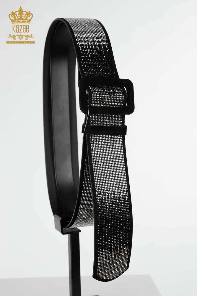 Wholesale Women's Belt Crystal Stone Embroidered Black White - 508 | KAZEE - 2