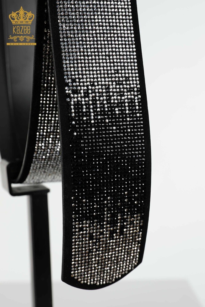 Wholesale Women's Belt Crystal Stone Embroidered Black White - 508 | KAZEE - 4