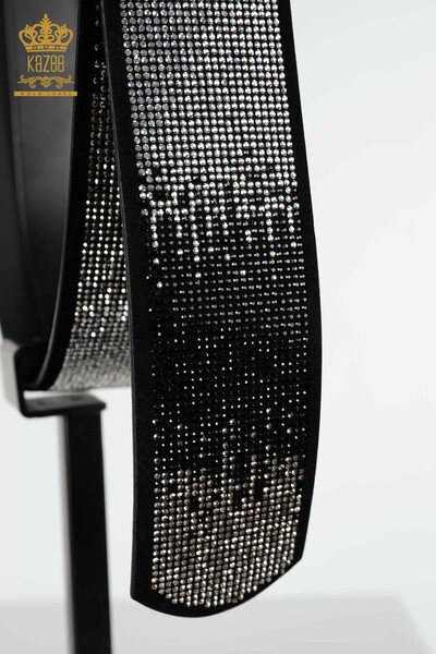 Wholesale Women's Belt Crystal Stone Embroidered Black White - 508 | KAZEE - 4