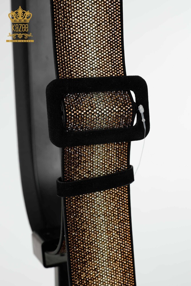 Wholesale Women's Belt Crystal Stone Embroidered Gold - 536 | KAZEE - 2